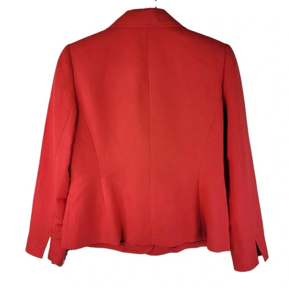 Kasper Women's Linen Blazer 14 Coral Lined Single Breasted Career Tailored